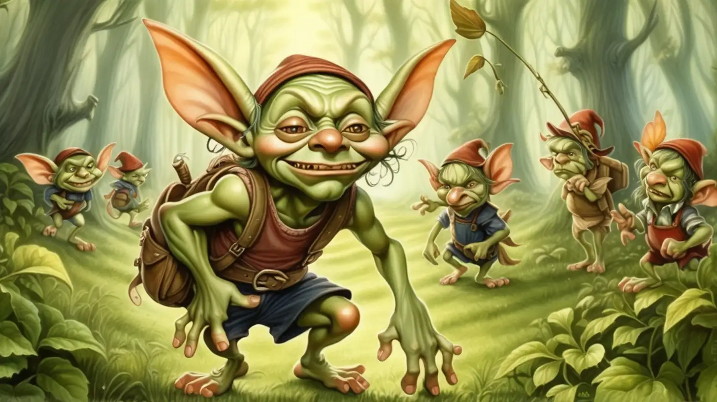 Goblin from overseas fairy tales
Goblin, who lives in the forest, is wild and swarming.

soft illustration of a fairy tale