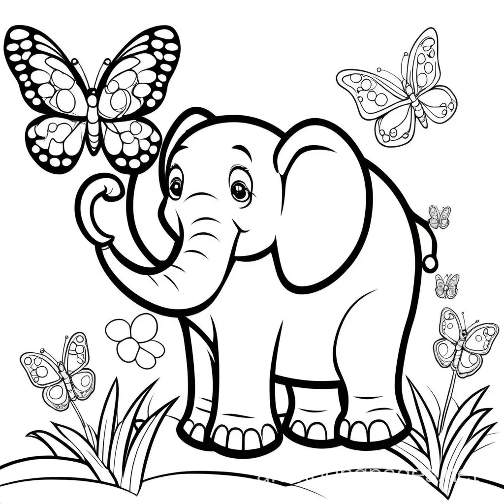 elephant and a cute butterfly



, Coloring Page, black and white, line art, white background, Simplicity, Ample White Space. The background of the coloring page is plain white to make it easy for young children to color within the lines. The outlines of all the subjects are easy to distinguish, making it simple for kids to color without too much difficulty