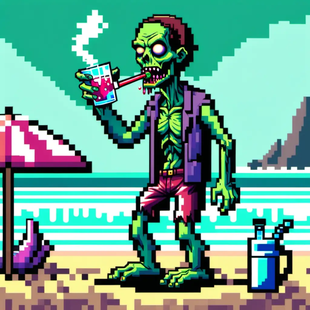 Zombie Beach Bong NFTStyle Pixel Art