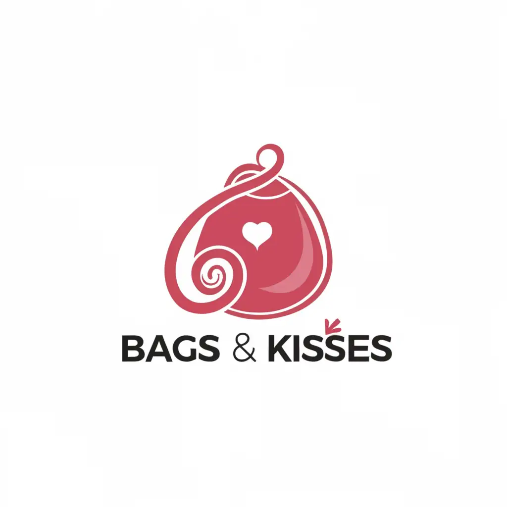 a logo design,with the text "Bags and Kisses", main symbol:kiss mark that is formed like a women's bag,Moderate,be used in Retail industry,clear background