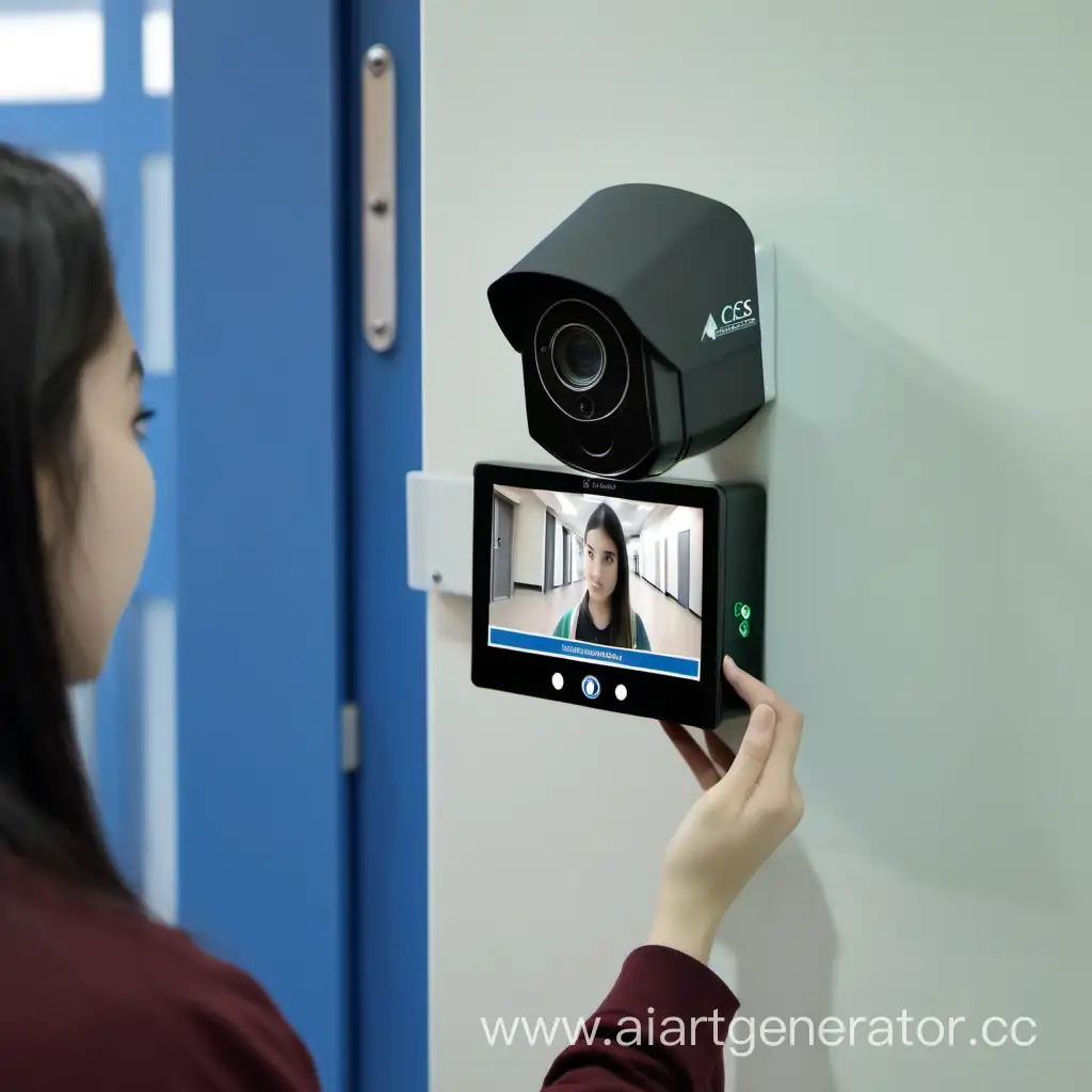 University-Student-Engages-with-Access-Control-System-Camera
