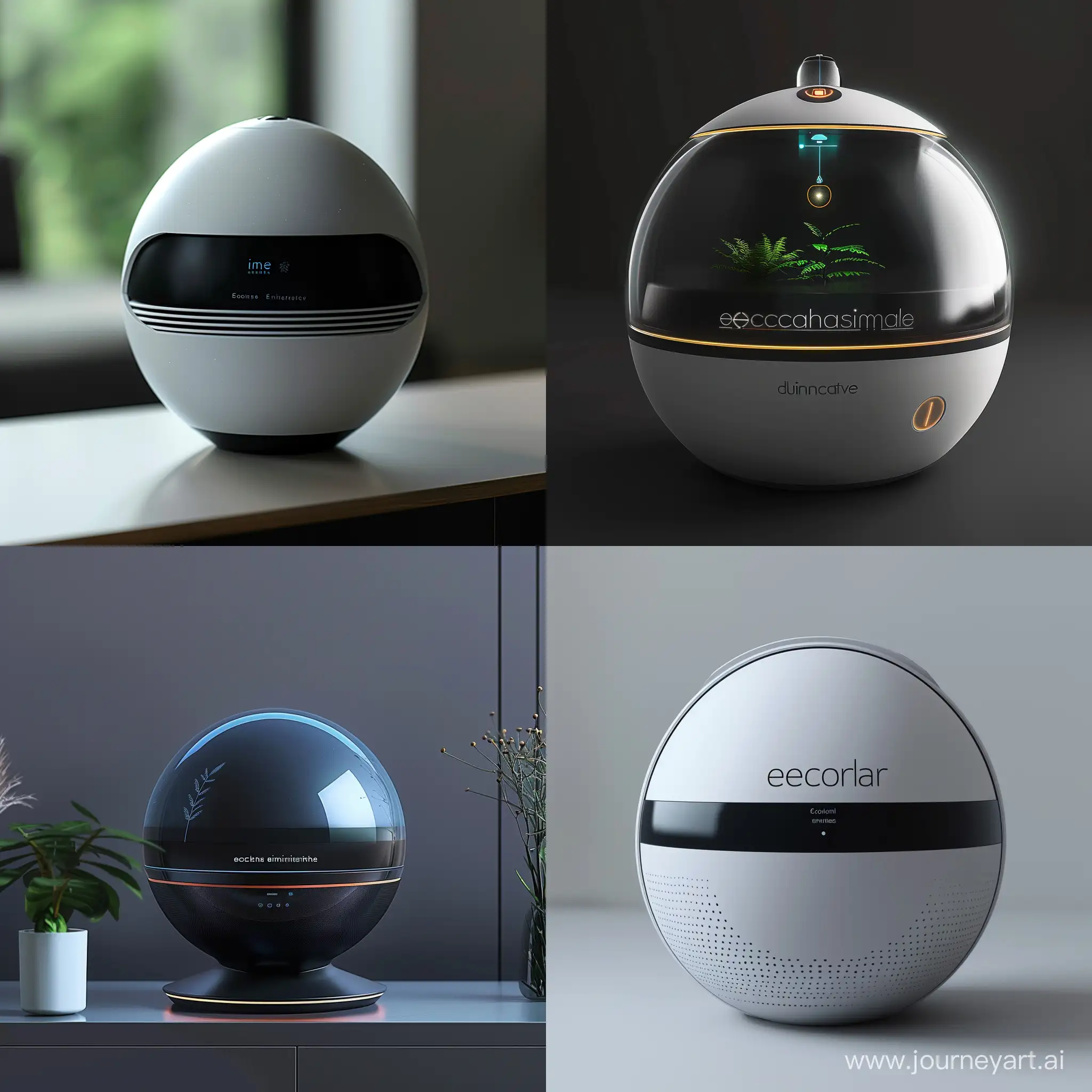 "Imagine The EcoSphere Energy Manager is a standalone, intelligent device designed for smart homes, embodying the essence of sustainability, innovation, and user interaction. It serves as the central hub for managing the home's energy consumption, optimizing efficiency, and integrating renewable energy sources.realistic  style