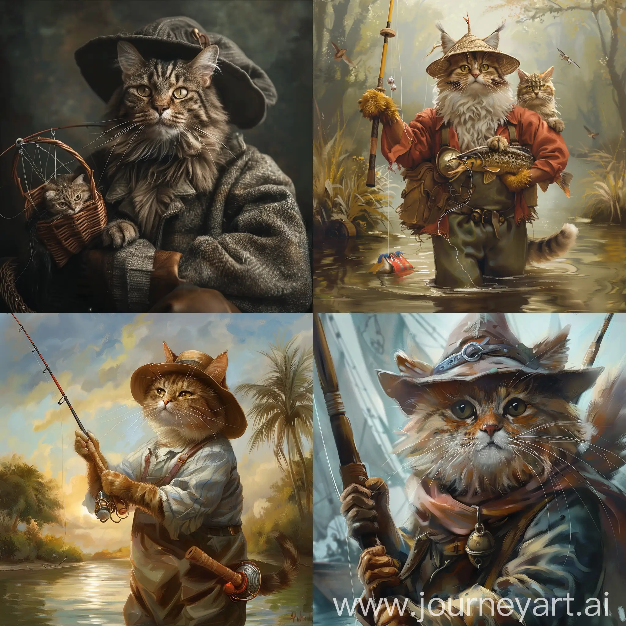 一个会钓鱼的猫渔夫

