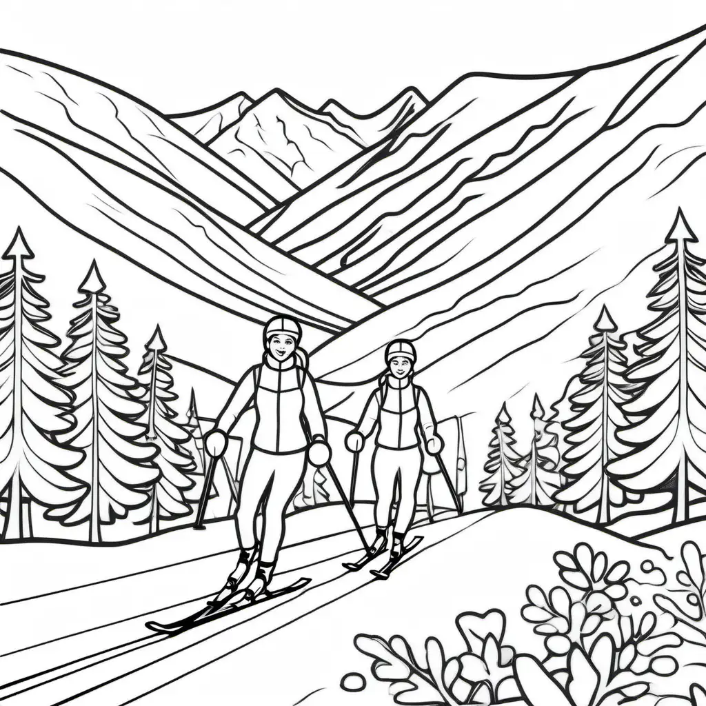 Enjoy Nordic Skiing Adventure with this Relaxing Coloring Page