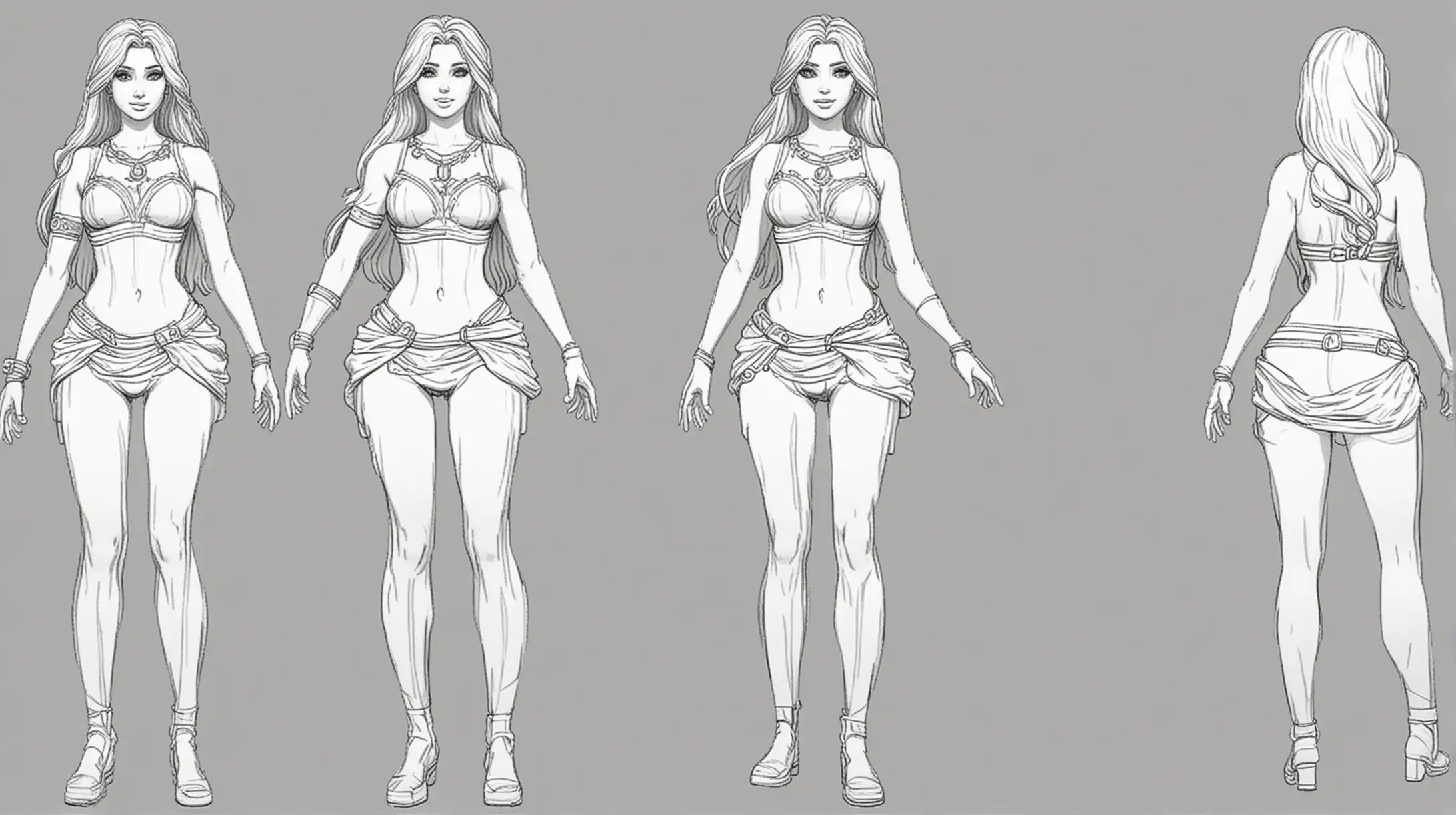 WHITE COLORING PAGES FORTNITE FULL BODY SKINS OF APHRODITE WITH LONG HAIR
