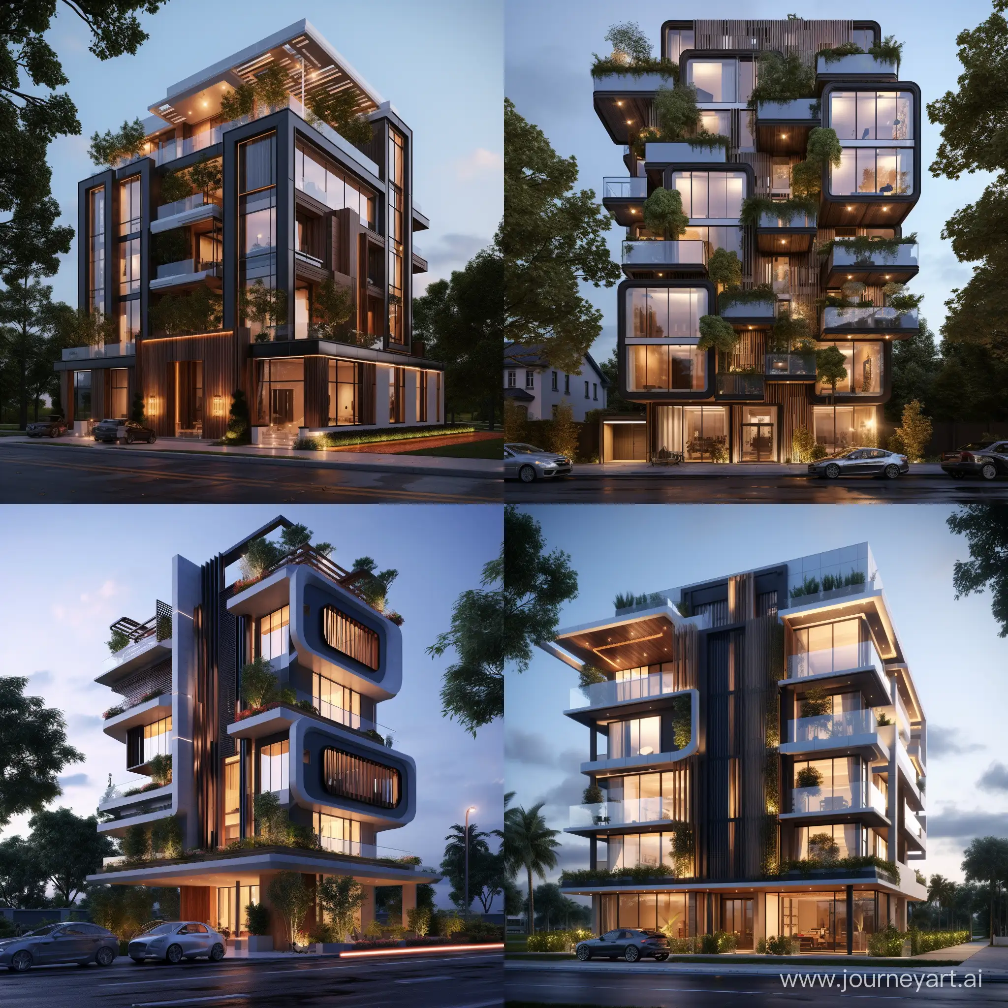 Contemporary-12Story-Residential-Building-with-4-Apartments-and-Elevators