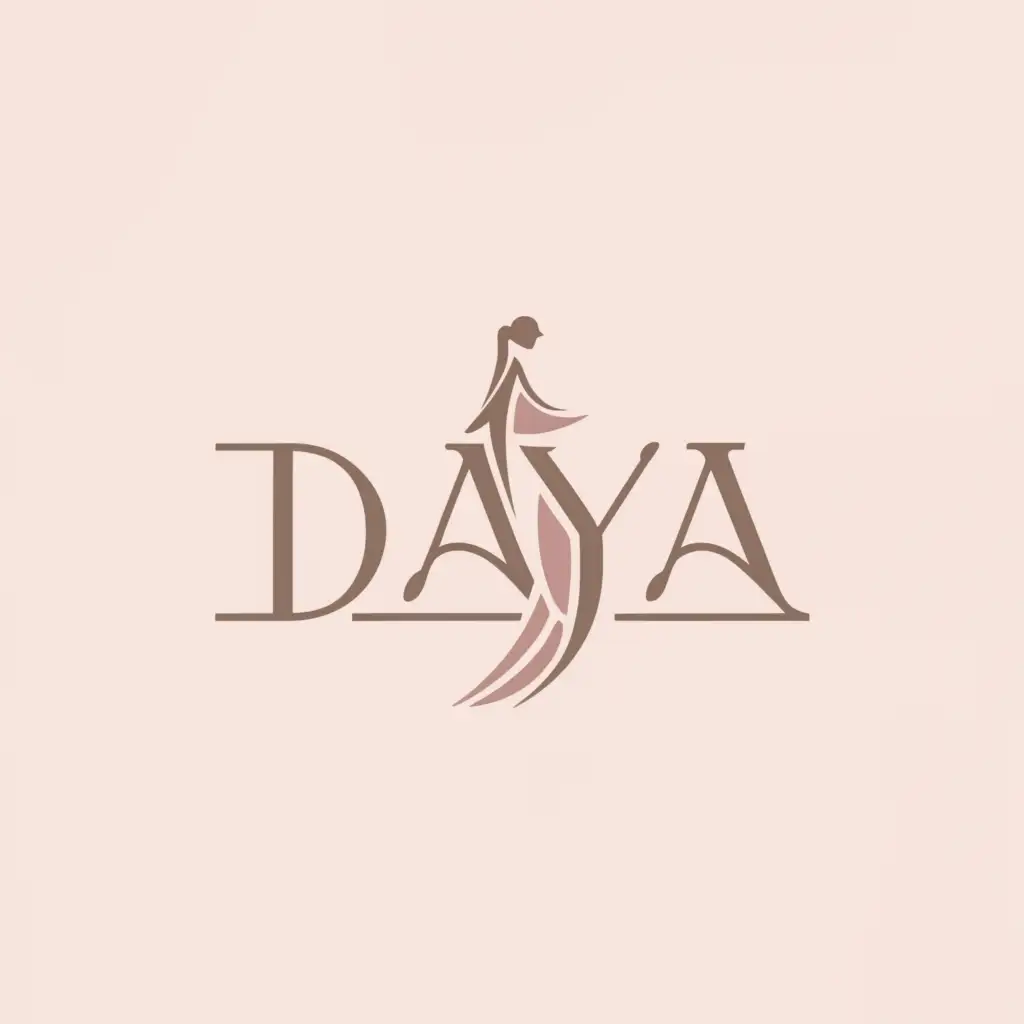 a logo design,with the text "Daya", main symbol: pink elegant dress 
,Minimalistic,clear background