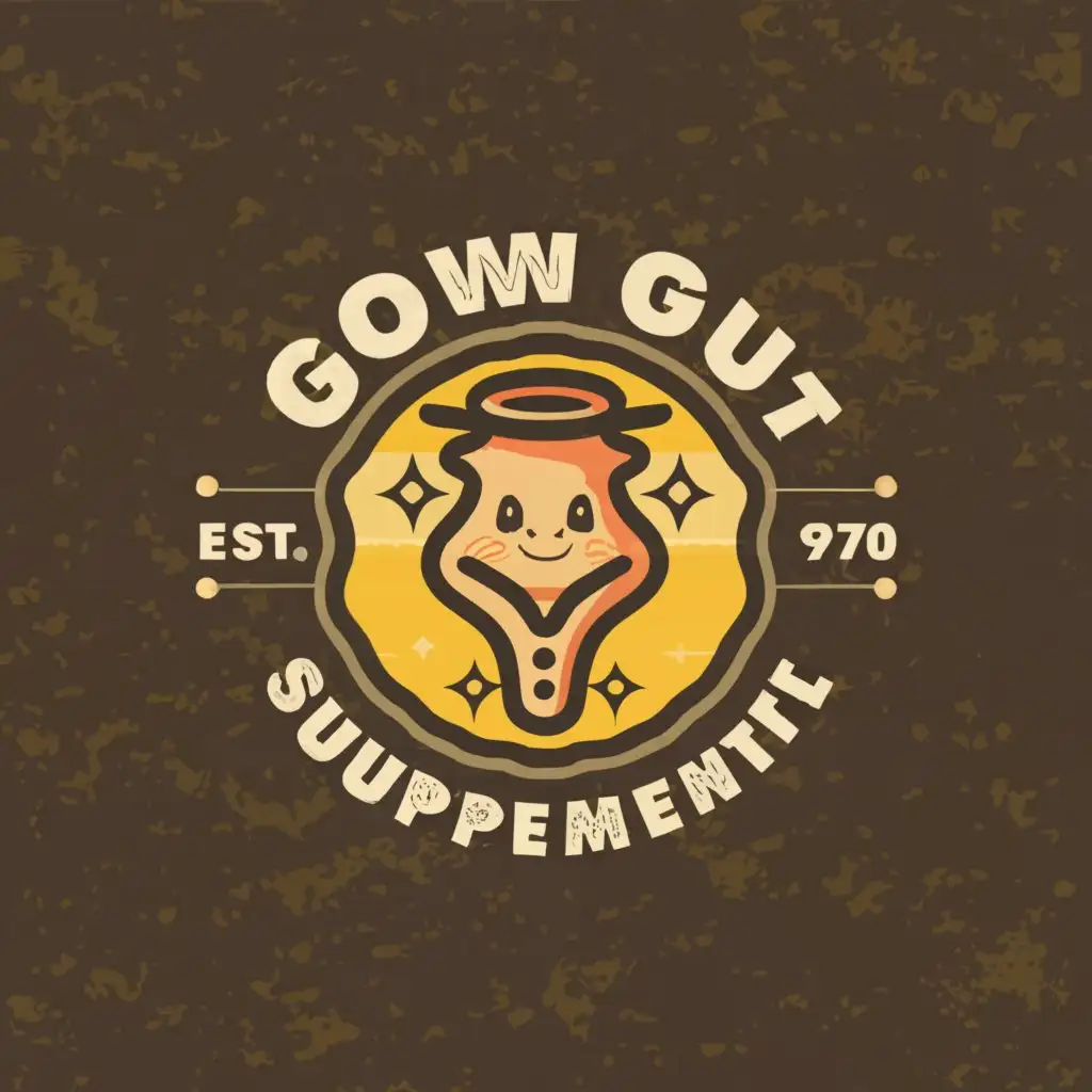 a logo design,with the text "glow gut", main symbol:A old-school logo for a medical supplement brand,Moderate,be used in Medical Dental industry,clear background