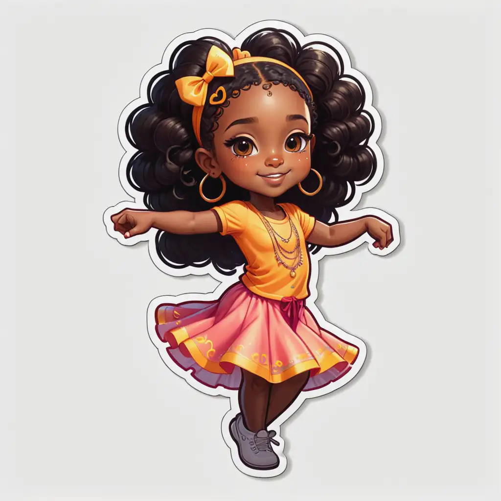 Cheerful Cartoon Black Girl Dancing Sticker