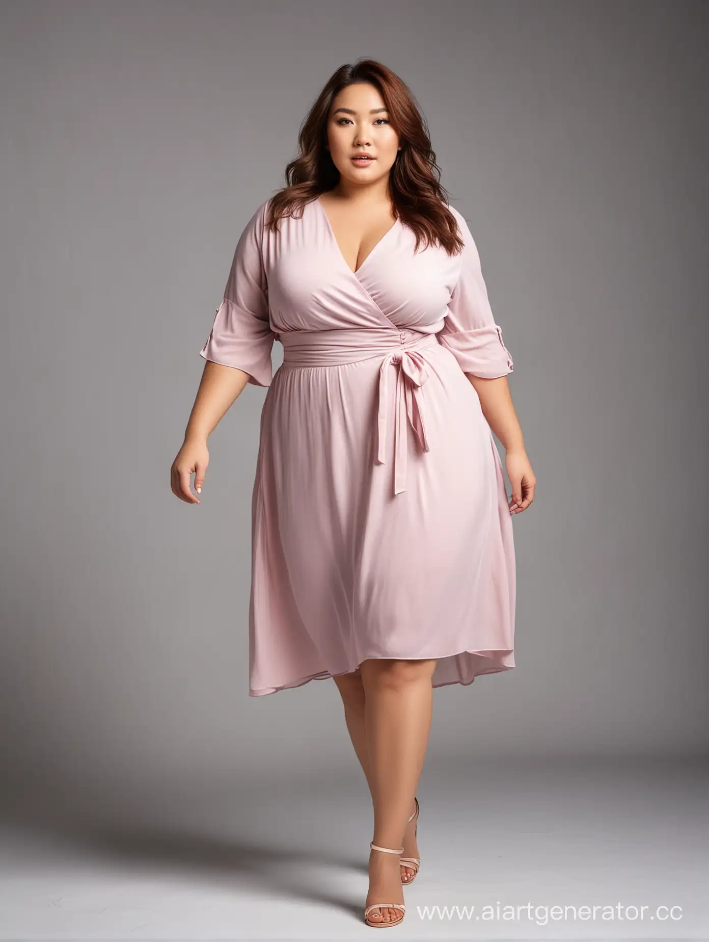 Full-Height-Asian-PlusSize-Model-Walking-into-Photo-Studio