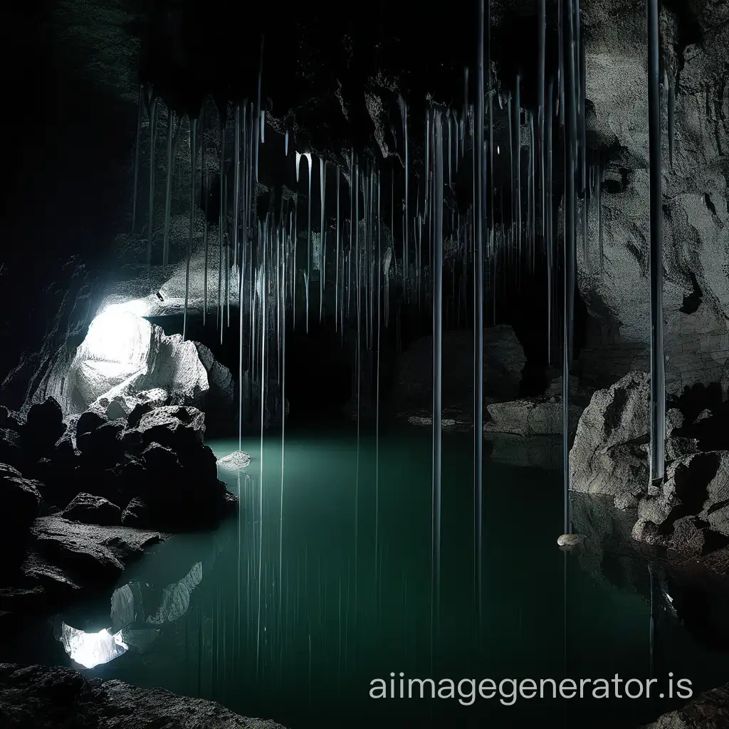 Mysterious-Black-Cave-with-Crystal-Clear-Fountain