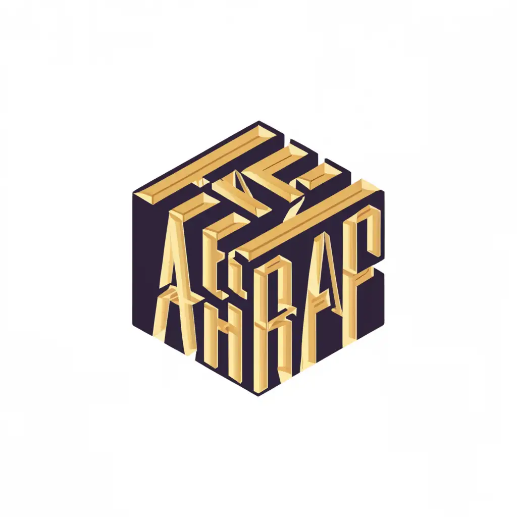 a logo design,with the text "ASHRAF", main symbol:Designed on Photoshop 3D,Moderate,clear background