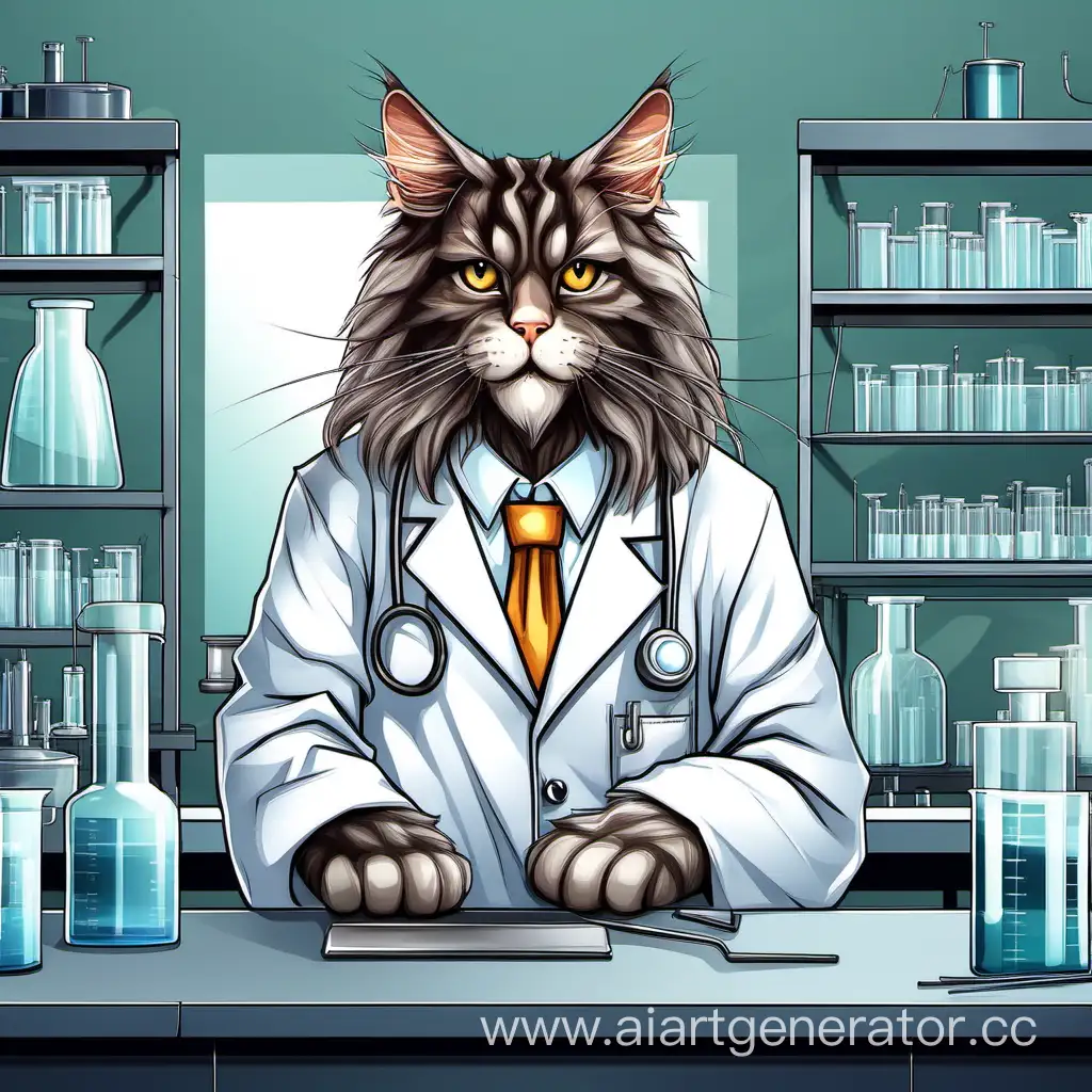 Maine-Coon-Laboratory-Worker-Furry-Assistant-Conducting-Experiments