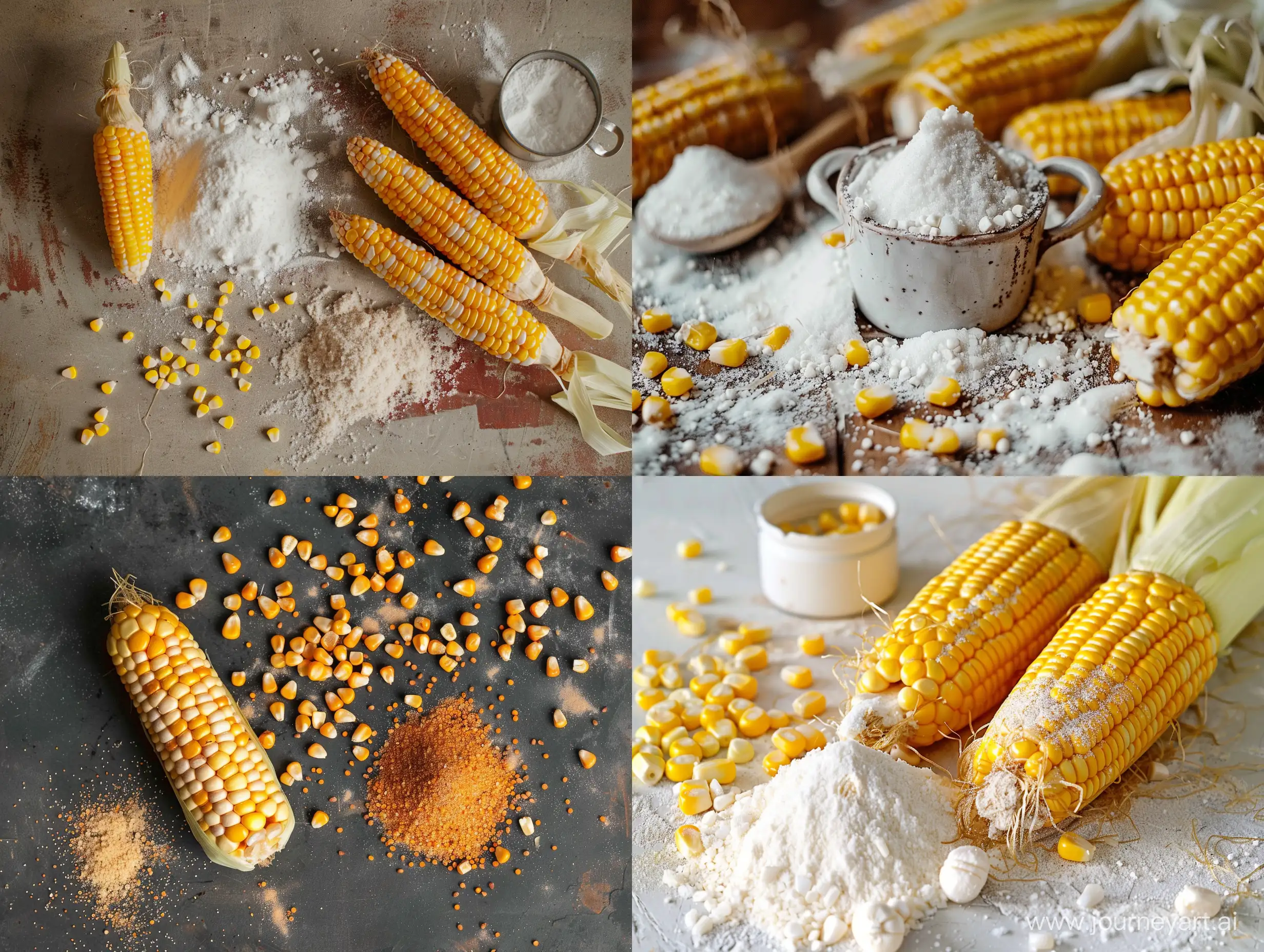Natural and real photo with natural light of corn and corn starch.