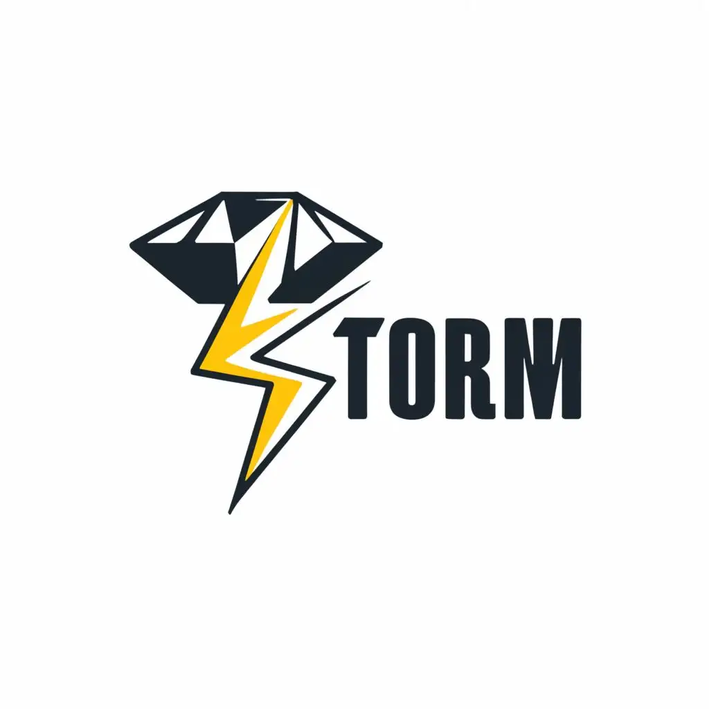 a logo design,with the text "STORM", main symbol:electrical storm with a centred diamond, white background,Moderate,be used in Sports Fitness industry,clear background
