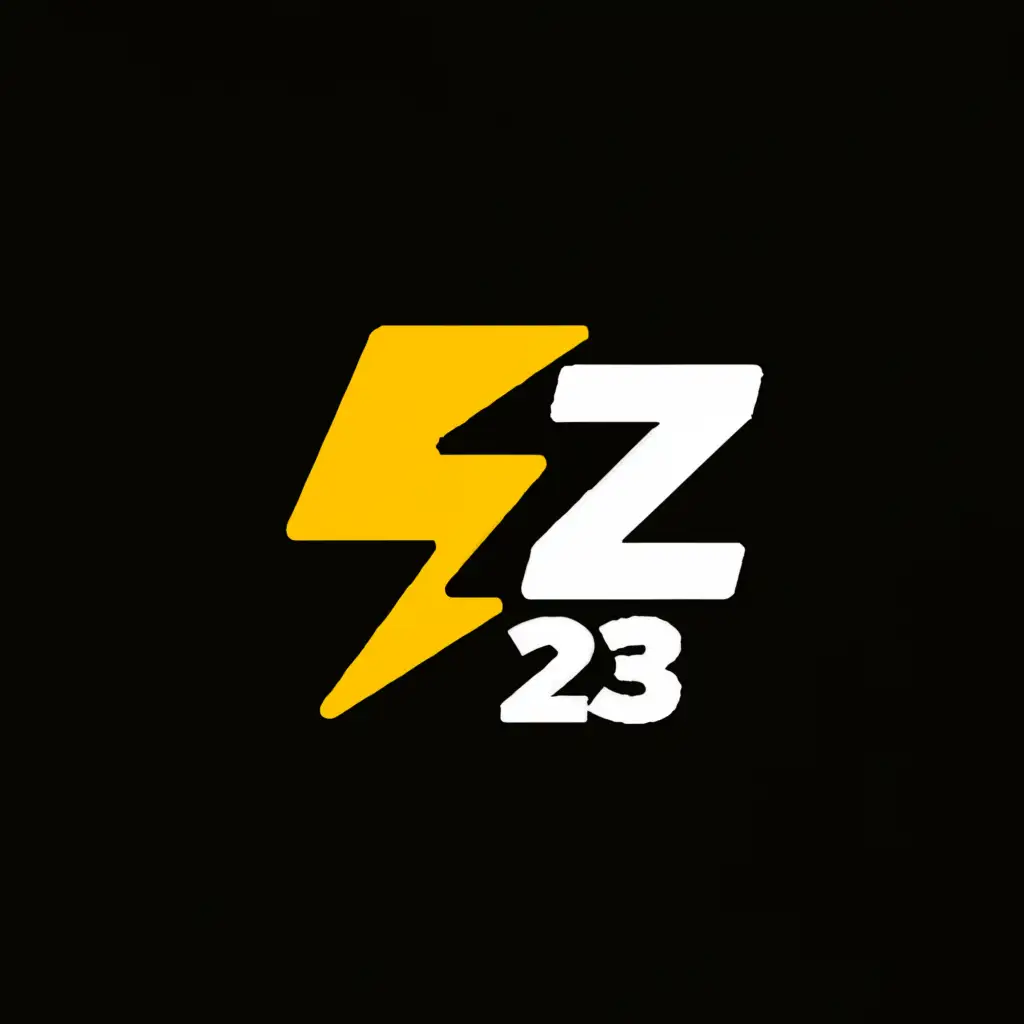 a logo design,with the text "EZ 23", main symbol:The letter Z in the form of a yellow emoji lightning bolt,Moderate,be used in Entertainment industry,clear background