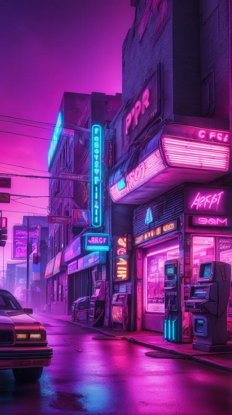 Hyper Realistic Synthwave Cityscape with UFO and Dramatic Color Palette