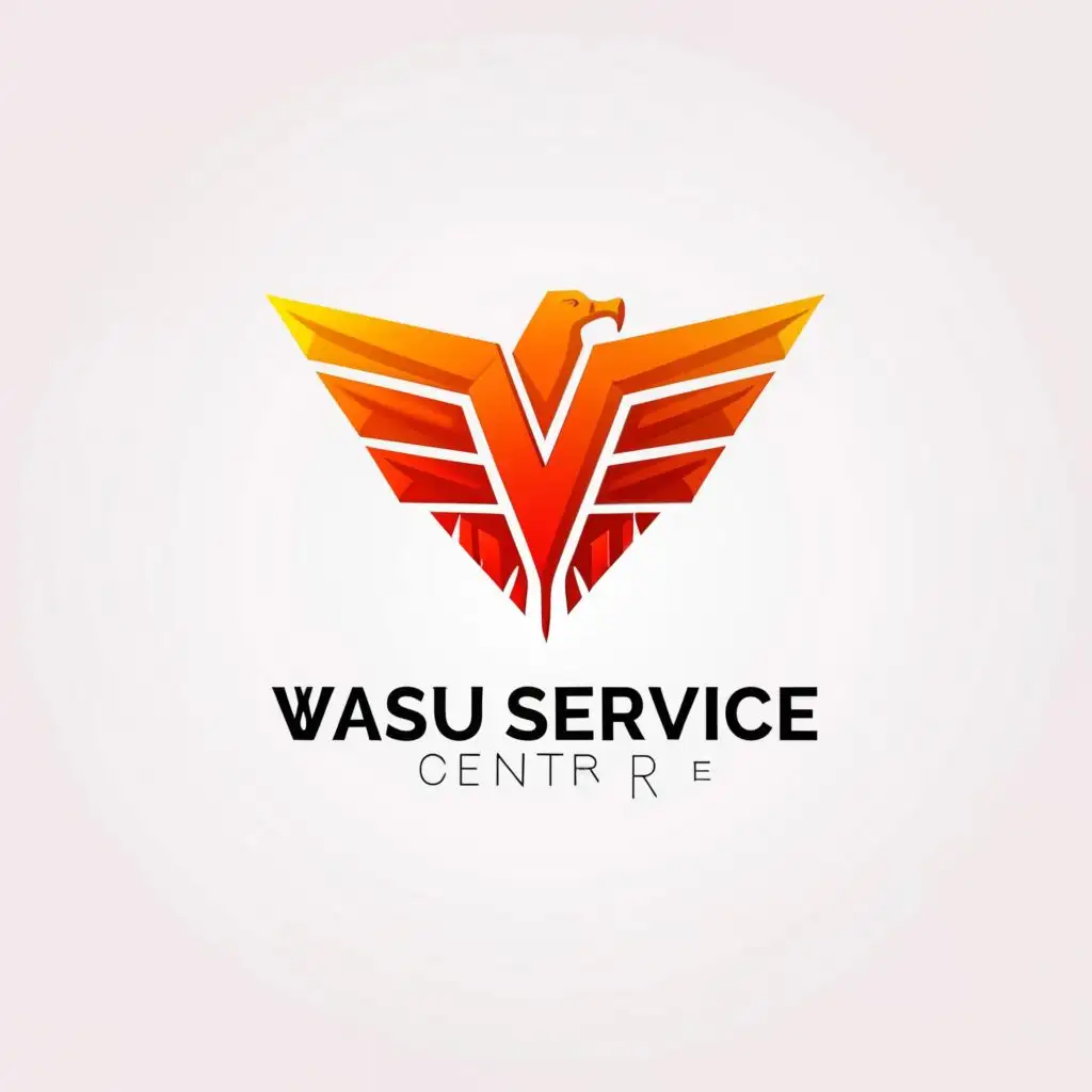 a logo design,with the text "Vasu service centre", main symbol:Phoenix with letter V,Moderate,be used in Automotive industry,clear background