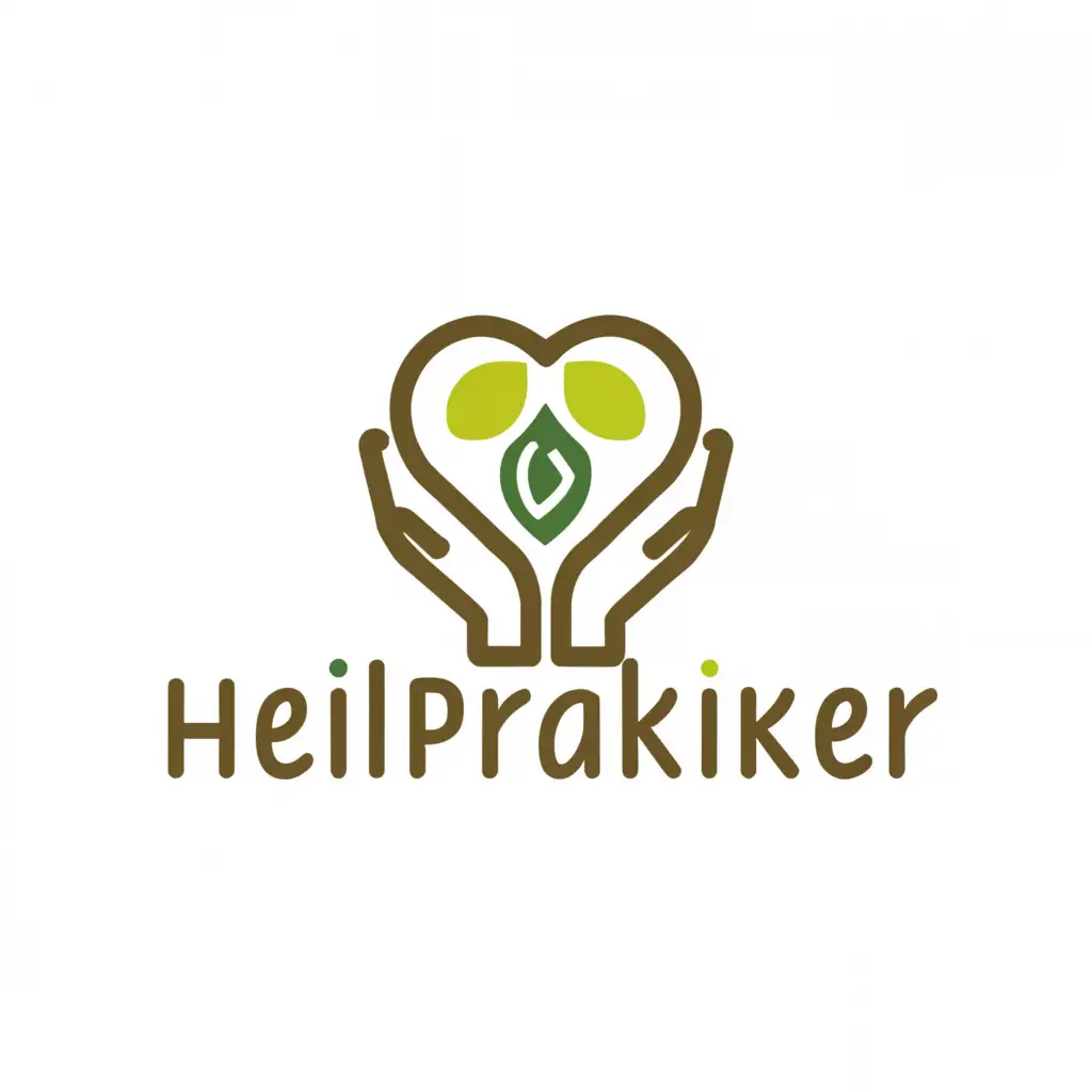 a logo design,with the text "Heilpraktiker", main symbol:humanheart, in a head, holding in hands, healing the tree,Moderate,clear background