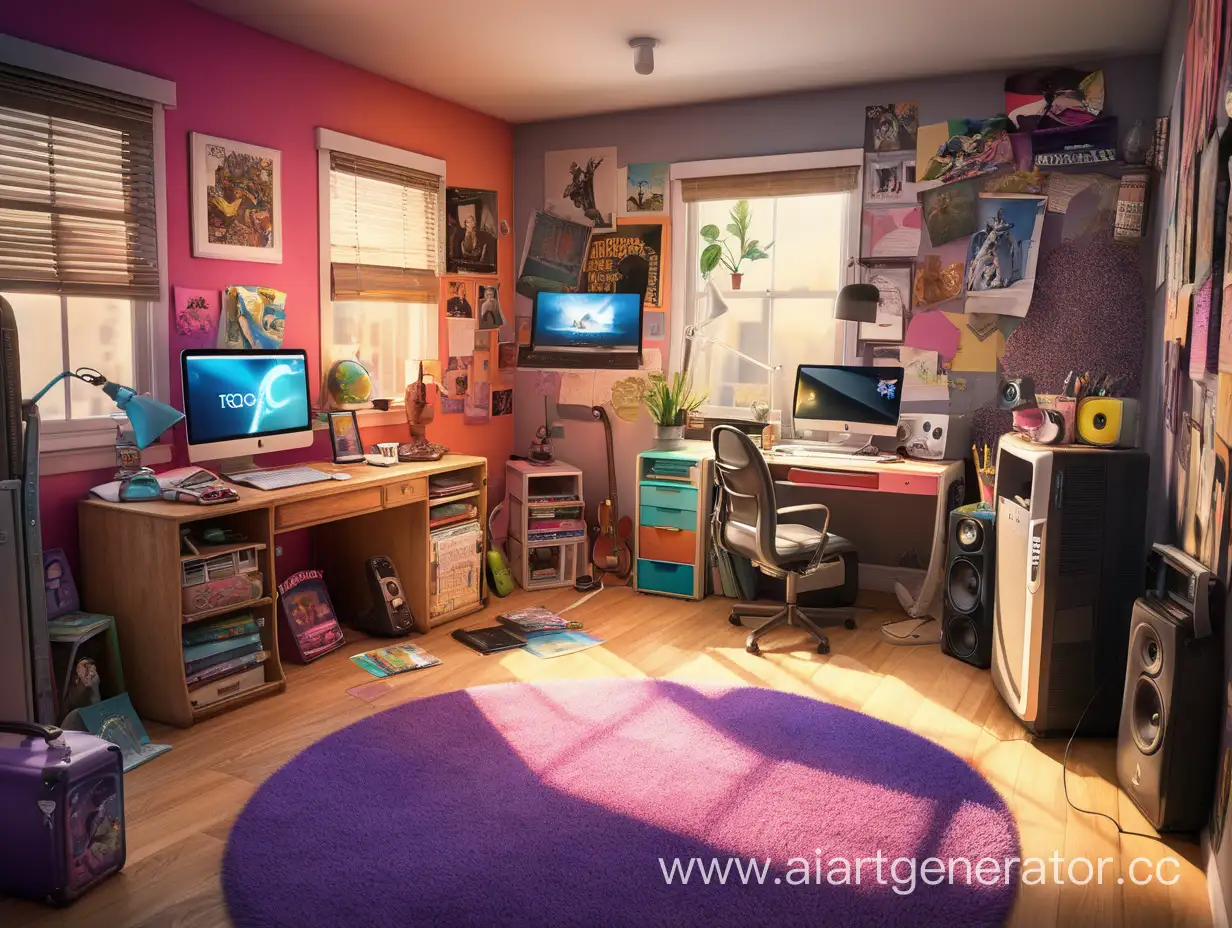 Creative-Workspace-with-Computer-and-Inspirational-Posters