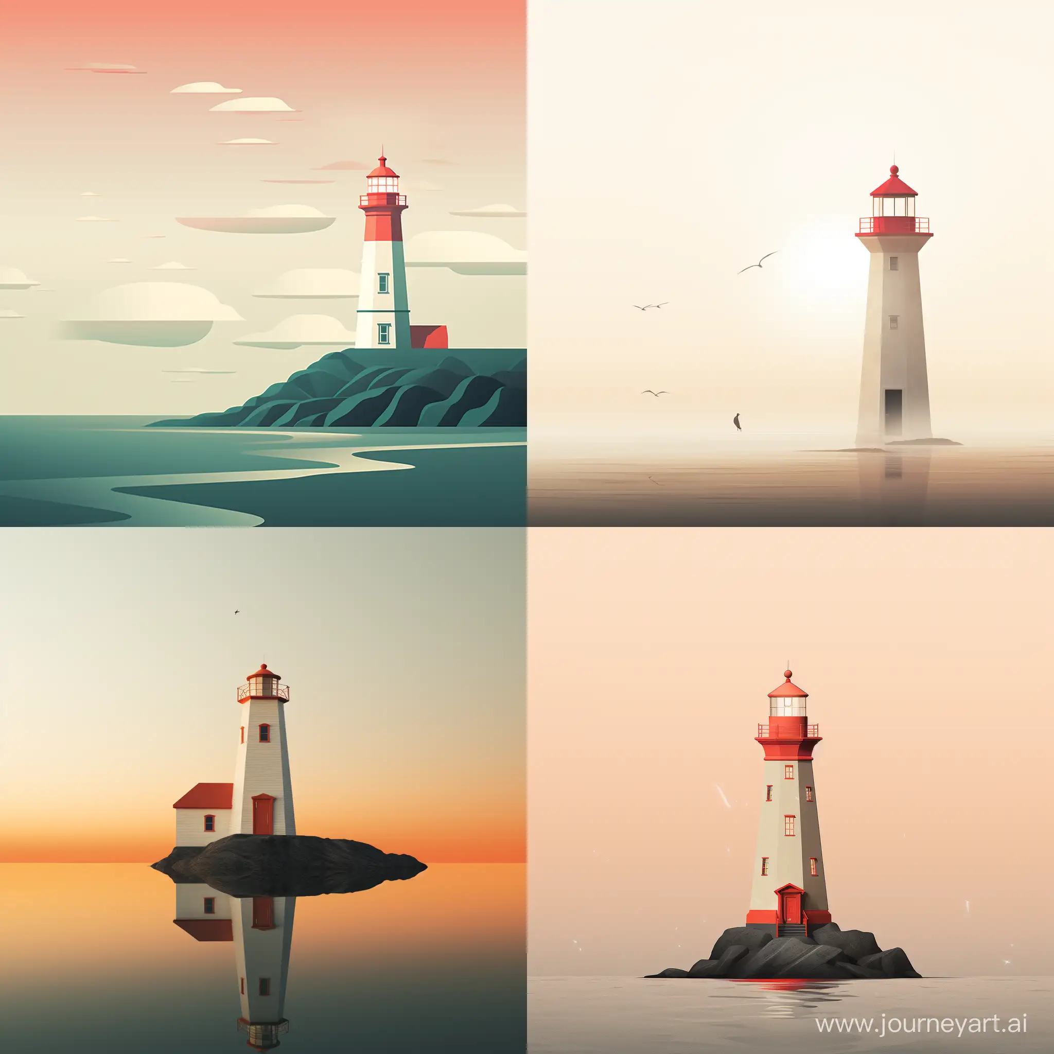 Serene-Lighthouse-Minimalism-in-a-Square-Frame