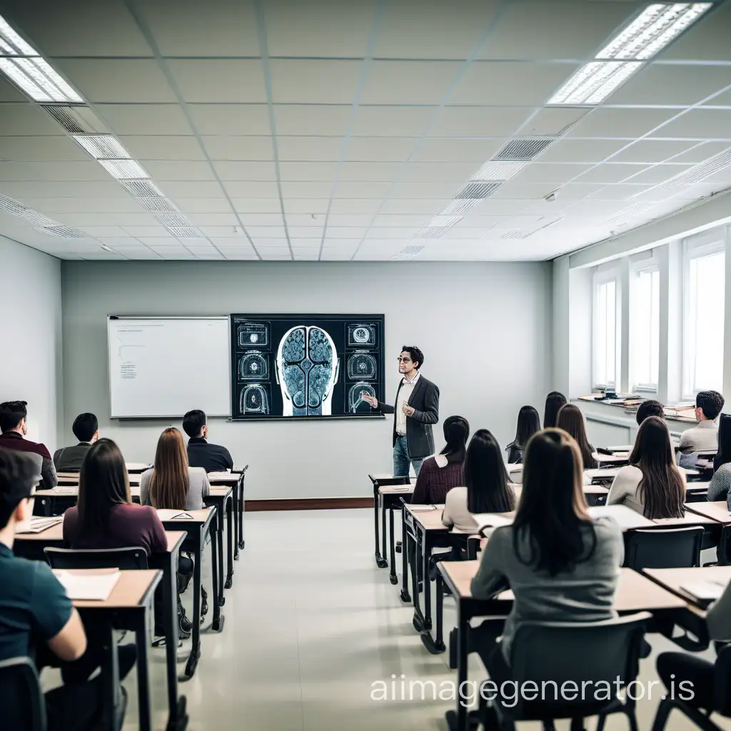 a university classroom, where the professor is seen explaining about artificial intelligence