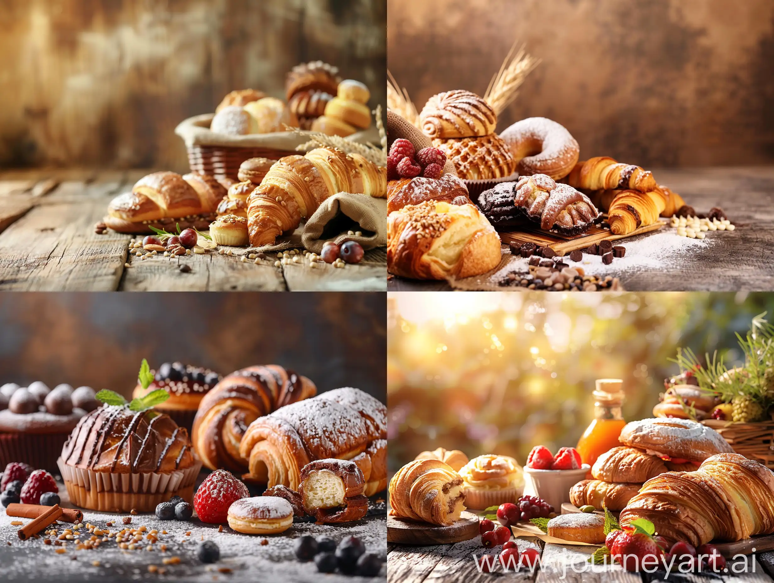 **show a beautiful background with delicious pastries for the presentation of a company selling a bakery franchise 