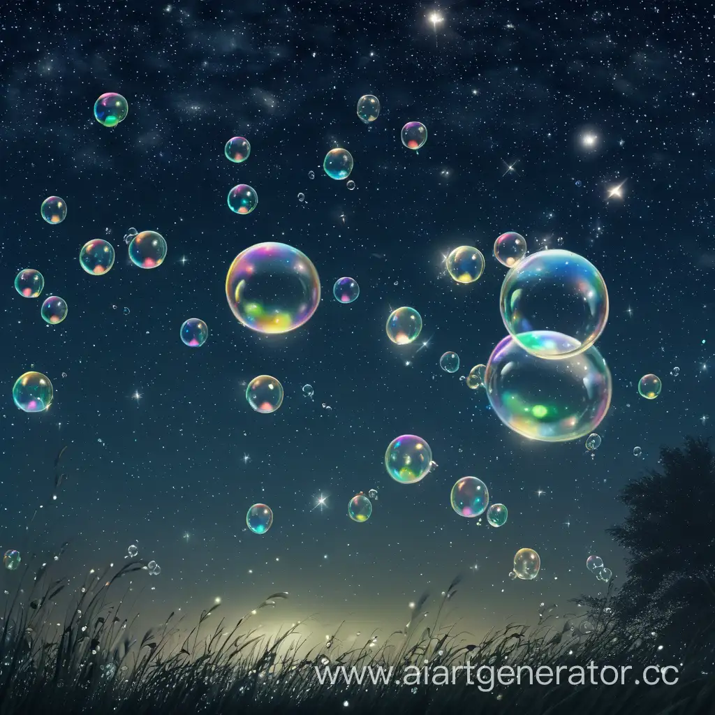 Enchanting-Night-Sky-with-Floating-Soap-Bubbles