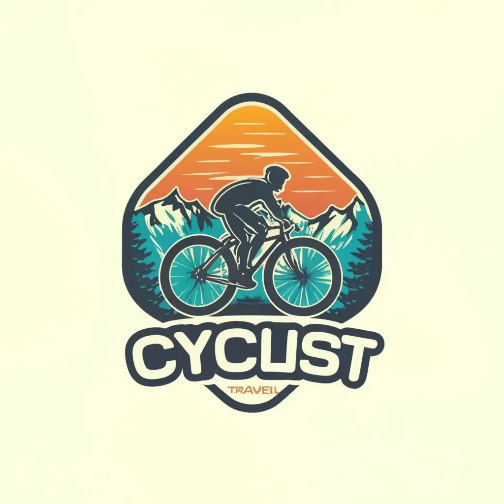 logo, mtb bicycle, mountain, with the text "Cyclist", typography, be used in Travel industry