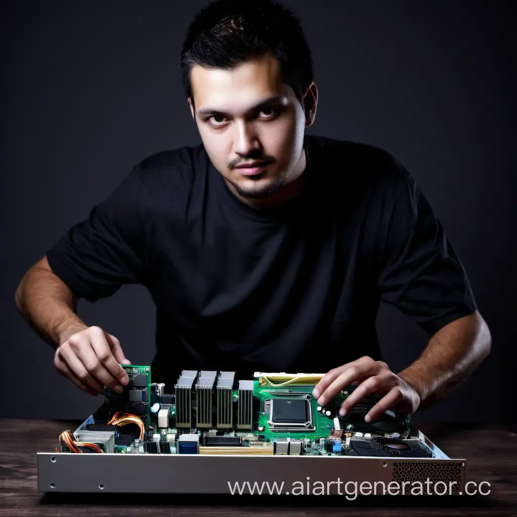 Computer-Master-with-a-Motherboard-Digital-Genius-Contemplating-Circuitry