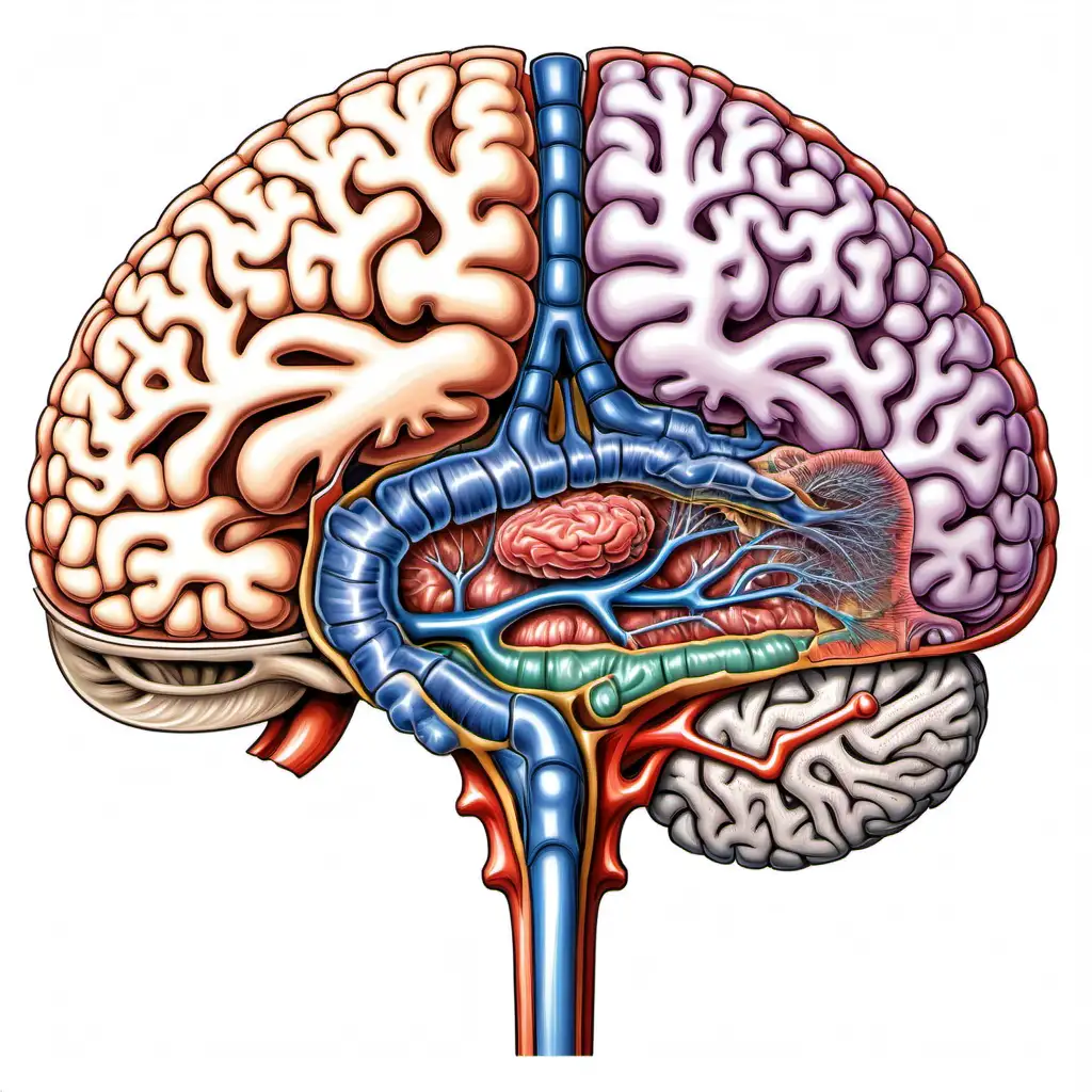 Labeled Cross Section Illustration of Limbic System in the Human Brain