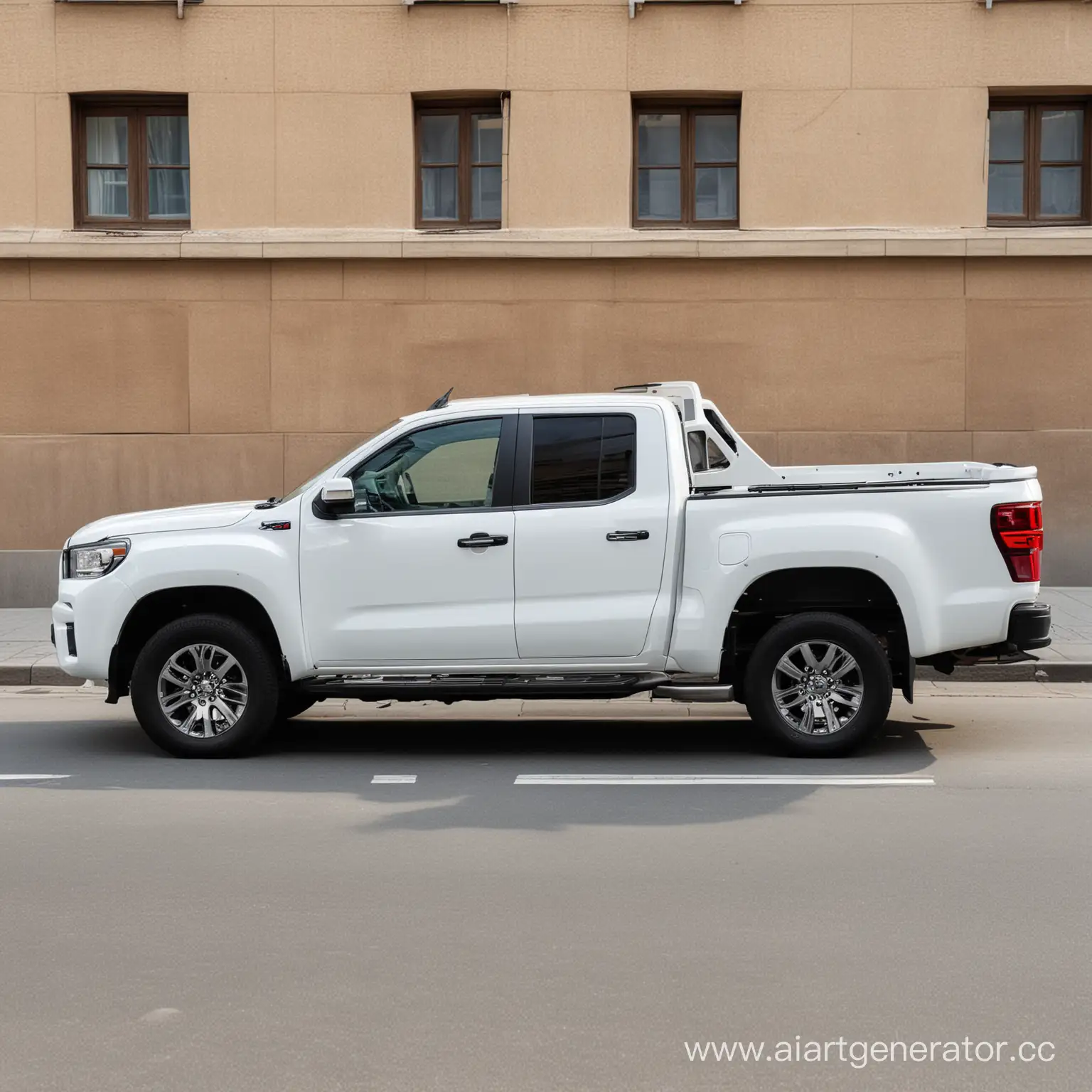 New-White-Pickup-Truck-Parked-on-City-Street