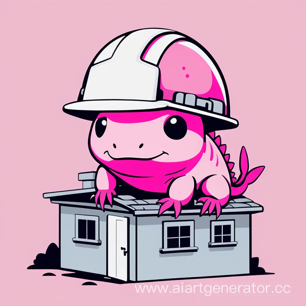 Adorable-Pink-Axolotl-with-Construction-Helmet-on-Minimalist-Houses