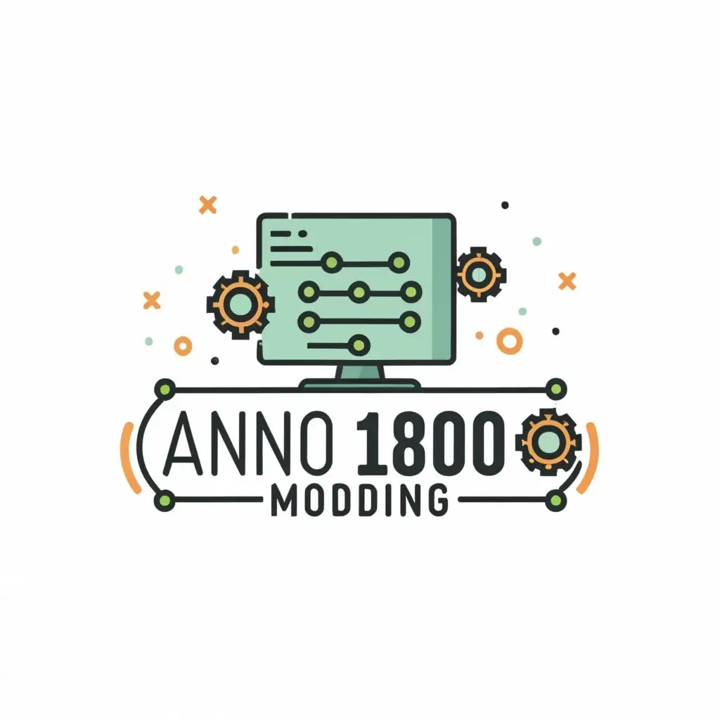 logo, computer, with the text "Anno 1800 Modding", typography, be used in Internet and technology industry make background from white to color #283339
