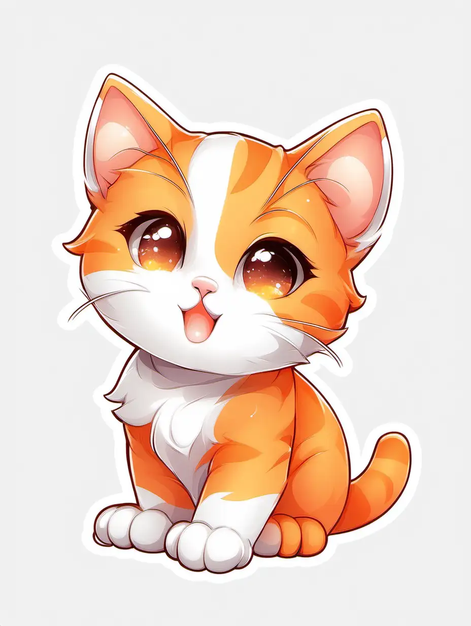 Adorable Orange and White Kitten Clip Art on Solid White Background