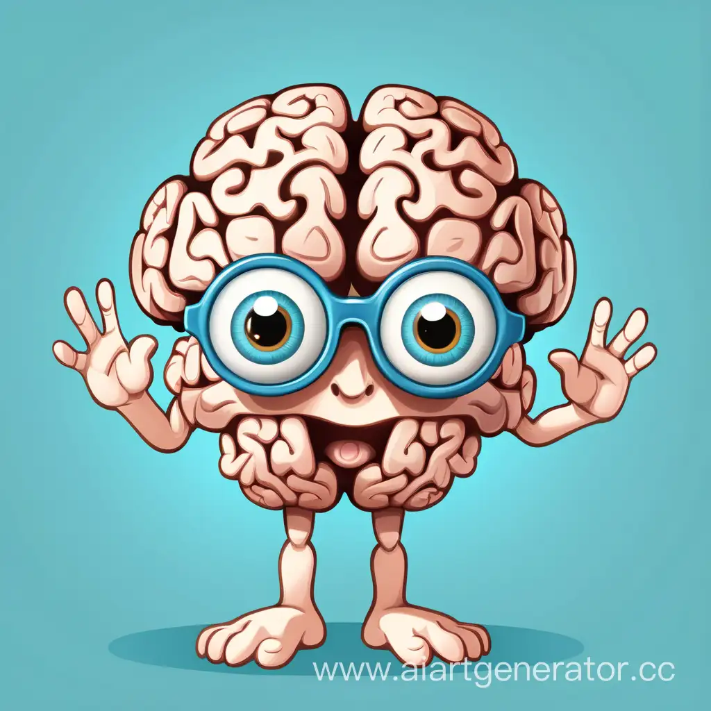 Cartoon-Brain-Character-with-Eyes-Hands-and-Legs-Playful-Neurogymnastics-Concept