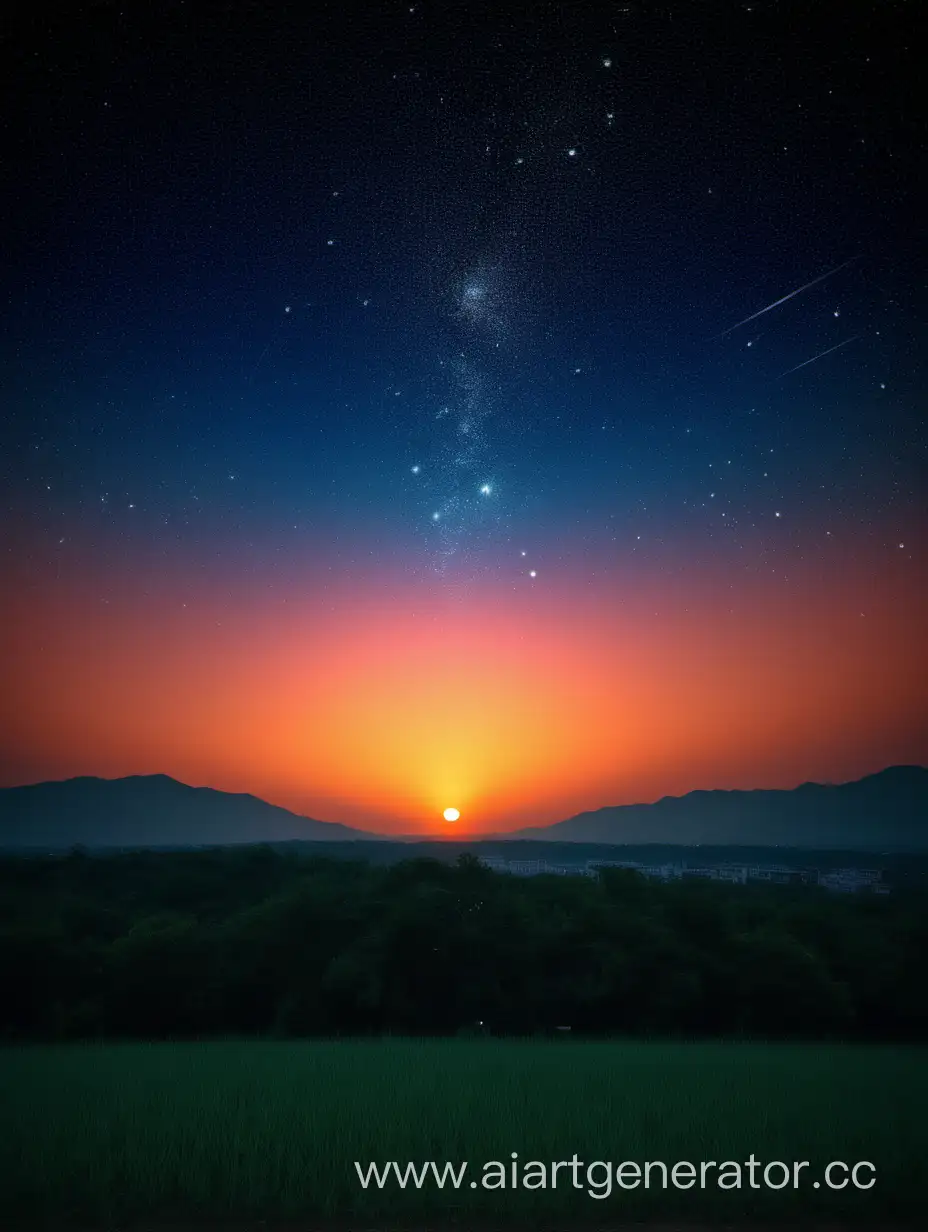 Tranquil-Evening-under-Starlit-Sky-with-Sunset-View