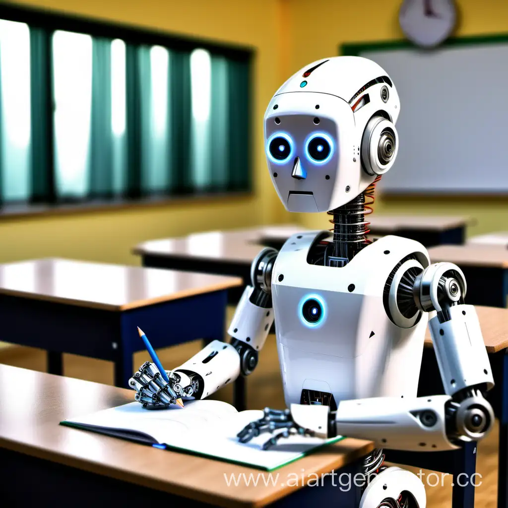 робот учится в школе