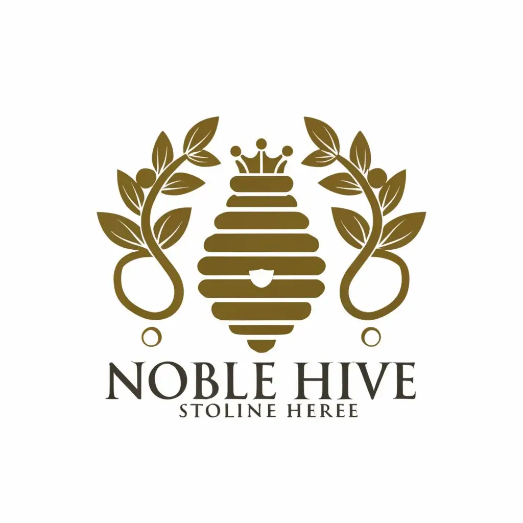 a logo design,with the text "Noble Hive", main symbol:The "NobleHive" logo combines regal elegance with natural beauty. Featuring a majestic hive adorned with a crown, surrounded by lush botanical elements, it symbolizes prestige and sophistication. The integration of the letters "N" and "H" seamlessly blends with the design, creating a visually captivating emblem of our esteemed apiary.,Moderate,clear background