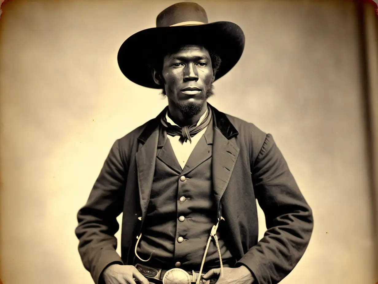 Historic Portrait of an African American Cowboy in 1870
