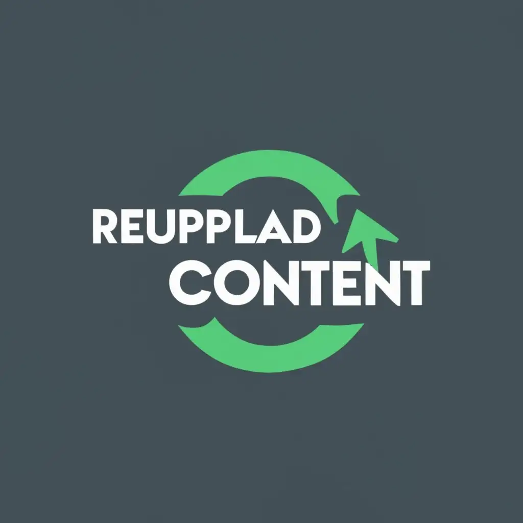 logo, VIDEO, with the text "REUPLOAD CONTENT", typography, be used in Internet industry