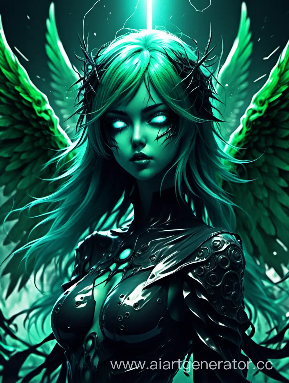 Ethereal-Angelic-Crow-Art-in-Green-and-Cyan-Dark-Theme-Poster-by-Zacharlta