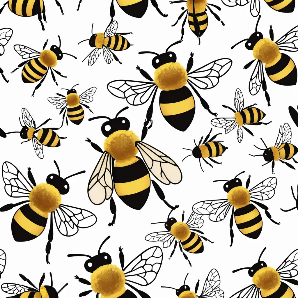 White Background Bee Illustration