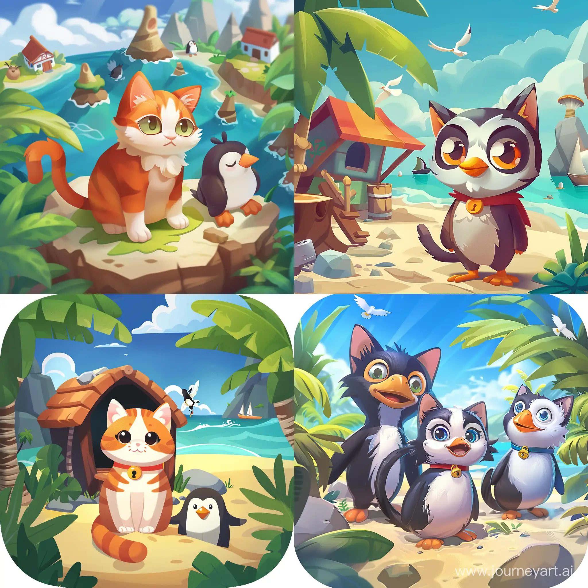 Остров кошек, игра для телефона по типу остров пингвинов