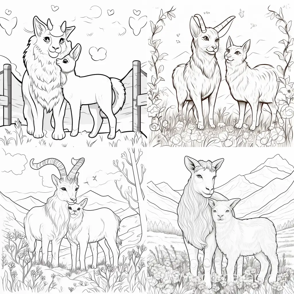 Adorable-Furry-Friends-Coloring-Page-Goat-in-Love-with-Cat