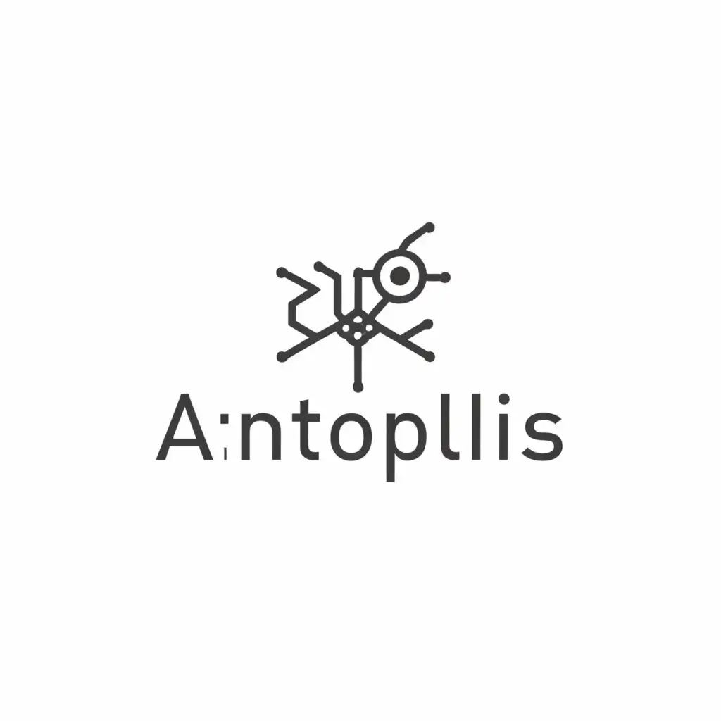 a logo design,with the text "Antopolis", main symbol:Create an ant using circuit.,Minimalistic,be used in Technology industry,clear background