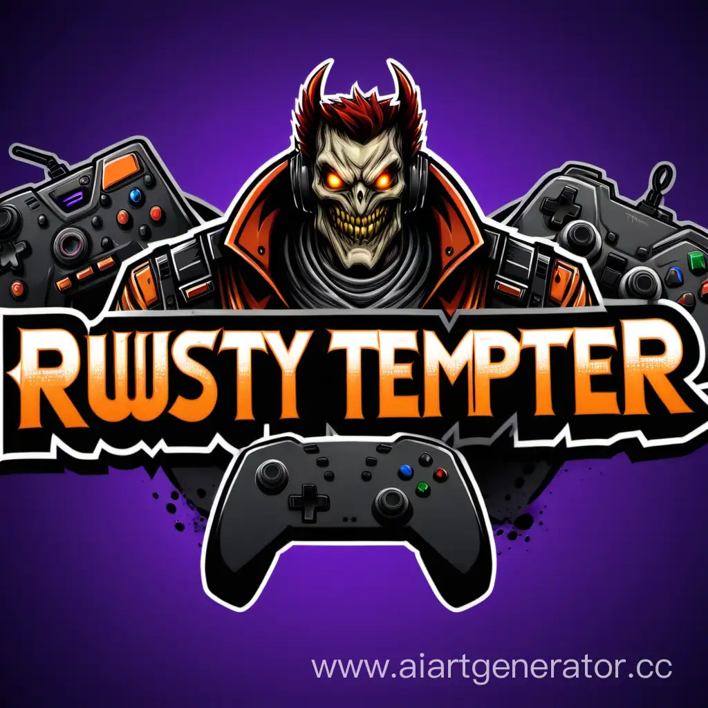 Background for the top gaming channel on Twitch with the name Rusty Tempter with elements of console gaming