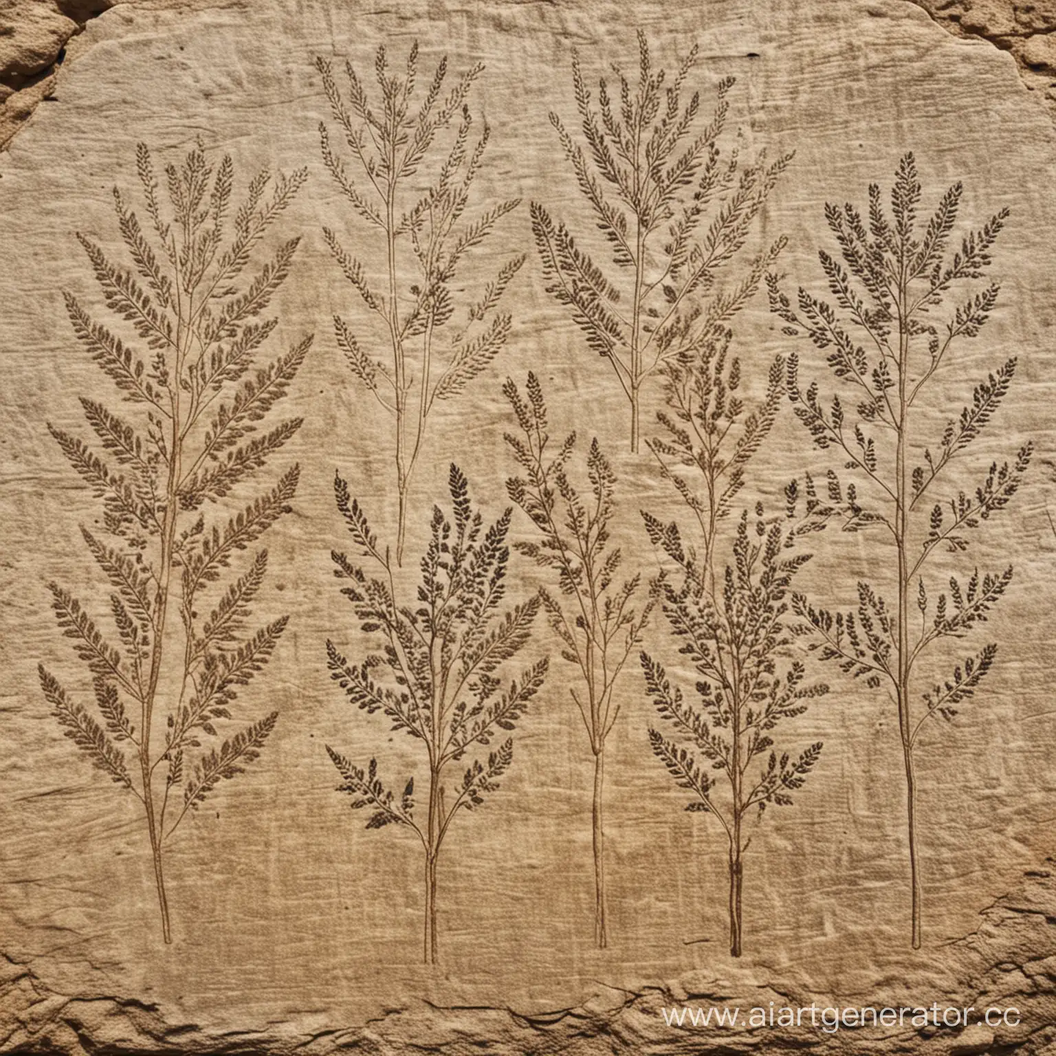 Fossilized-Impressions-of-Prehistoric-Flora-on-Weathered-Stone