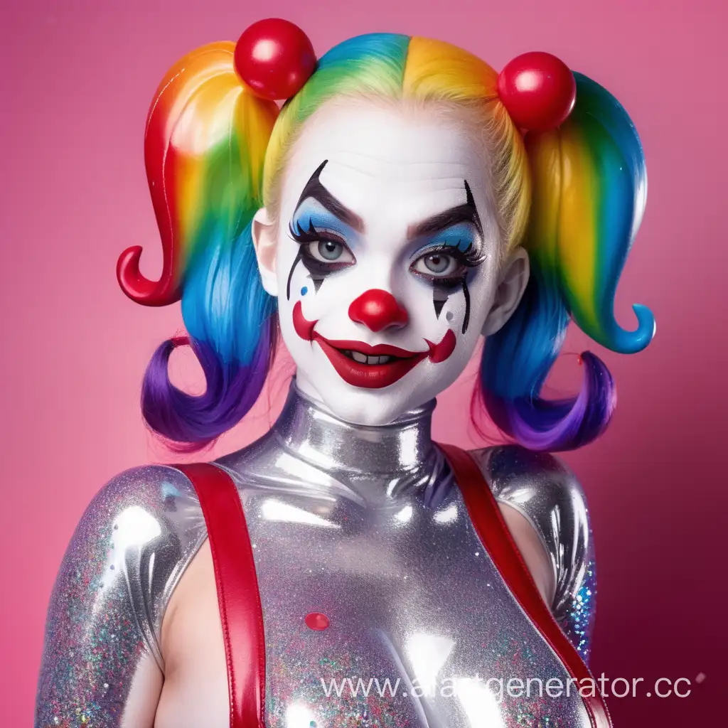 Cute-Cartoon-Harley-Quinn-Doll-Rainbow-Clown-Costume-with-Glitter