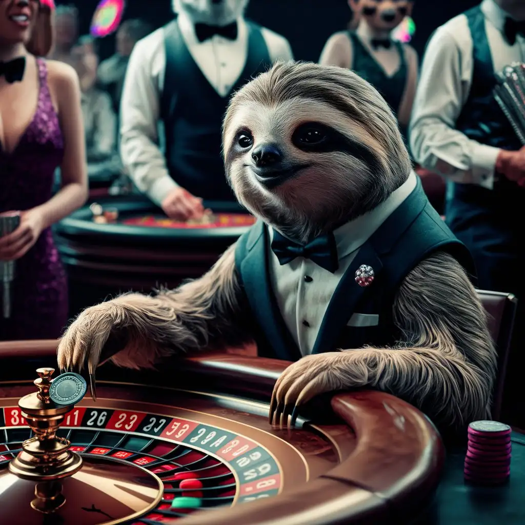 Sloth-Engages-in-Casino-Roulette-Fun
